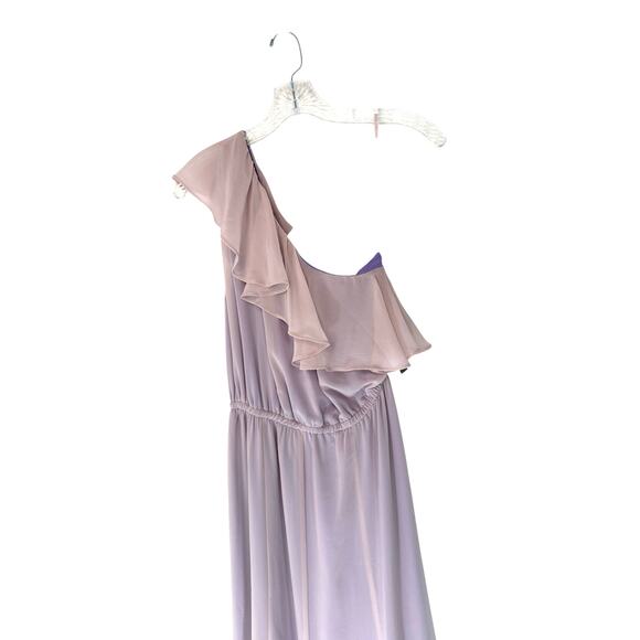 Eva Mendes Dress Purple One Shoulder Fairy Whimsical Flowy Long Maxi Medium - Picture 3 of 13